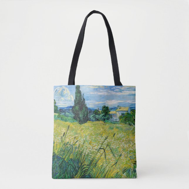 Bolso De Tela Vincent van Gogh - Campo de Trigo Verde con Cypres (Anverso)