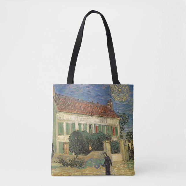 Bolso De Tela Vincent van Gogh - Casa Blanca de noche (Anverso)