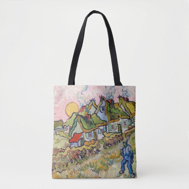 Bolso De Tela Vincent van Gogh - Casas y Figura (Anverso)