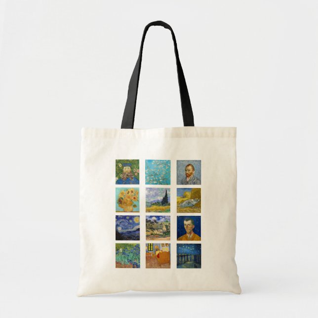 Bolso De Tela Vincent Van Gogh - Cuadrícula de obras maestras (Frente)