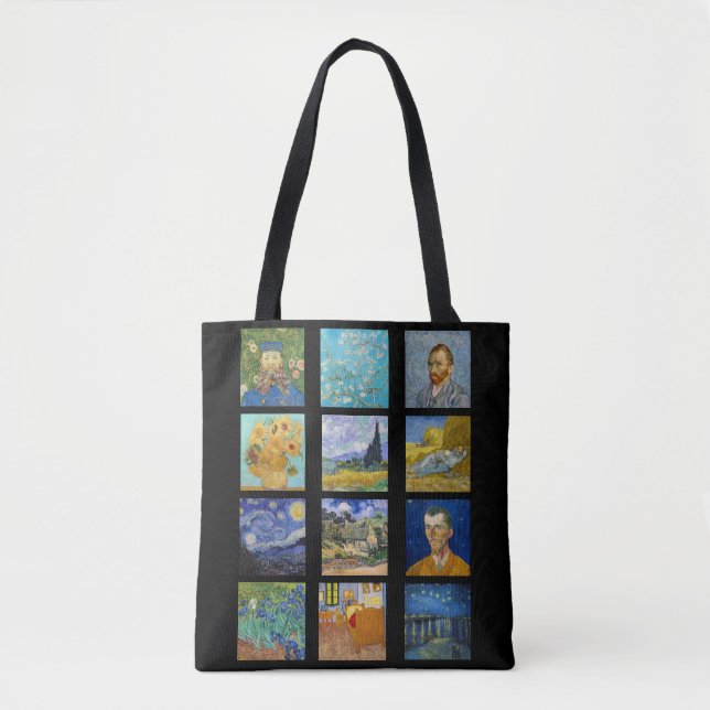 Bolso De Tela Vincent Van Gogh - Cuadrícula de obras maestras (Anverso)