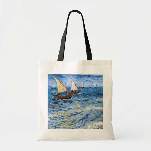 Bolso De Tela Vincent van Gogh - El paisaje marino de Saintes-Ma (Frente)