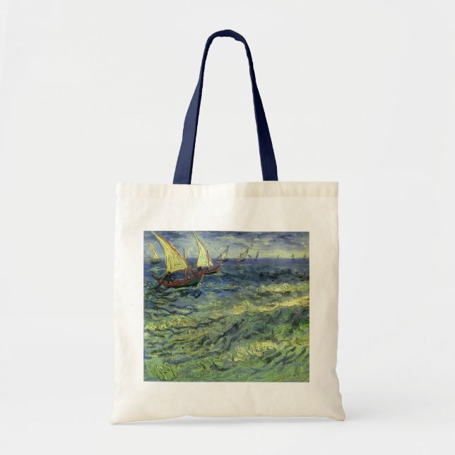Bolso De Tela Vincent van Gogh - El paisaje marino de Saintes Ma (Frente)
