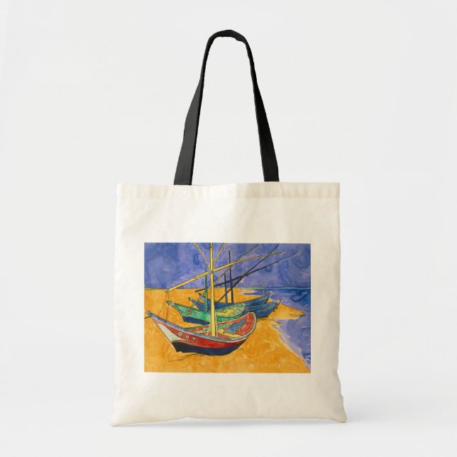 Bolso De Tela Vincent van Gogh - Fishing Boats on the Beach (Frente)