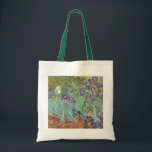 Bolso De Tela Vincent van Gogh - Irises<br><div class="desc">Irises (1889) de Van Gogh es una pintura vintage post impresionsionismo de arte fino de naturaleza floral. Un grupo de iris morados con barba y una sola flor blanca de iris que crece en un jardín. Fue una de sus primeras pinturas cuando estuvo en el asilo en Saint-Remy-de-Provence. En 1987...</div>