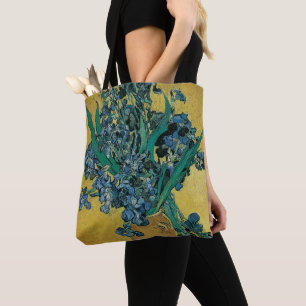 Bolso De Tela Vincent van Gogh - Jarrón con Irises Fondo Amarill