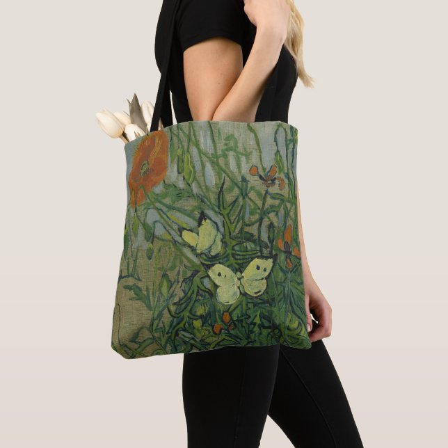 Bolso De Tela Vincent van Gogh - Mariposas y amapolas (Detalle)