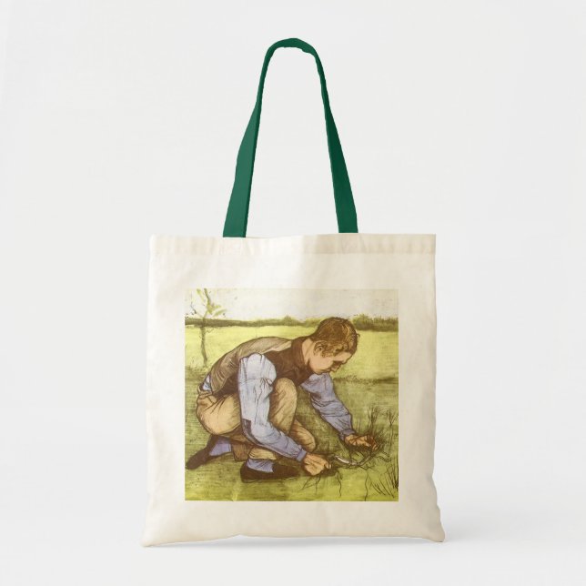Bolso De Tela Vincent van Gogh - Niño cortando hierba con esquil (Frente)
