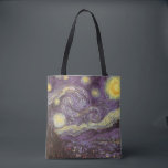 Bolso De Tela Vincent van Gogh - Noche Starry<br><div class="desc">Noche estrellada (1889) de Vincent van Gogh es una pintura vintage de la naturaleza del paisaje artístico de arte fino. Vista de una ciudad en un valle por la noche con nubes girando, las estrellas brillando y una hermosa luna dorada de media luna amarilla. Se pintó durante el día desde...</div>