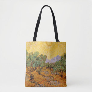 Bolso De Tela Vincent van Gogh - Olivos, cielo amarillo y sol