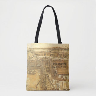 Bolso De Tela Vincent van Gogh - Patio del carpintero y lavander