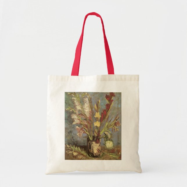 Bolso De Tela Vincent van Gogh - Vase de vida fija con Gladioli (Frente)