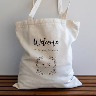 Bolso De Tela Vine Scroll Boda Bag de bienvenida, Hotel Guest