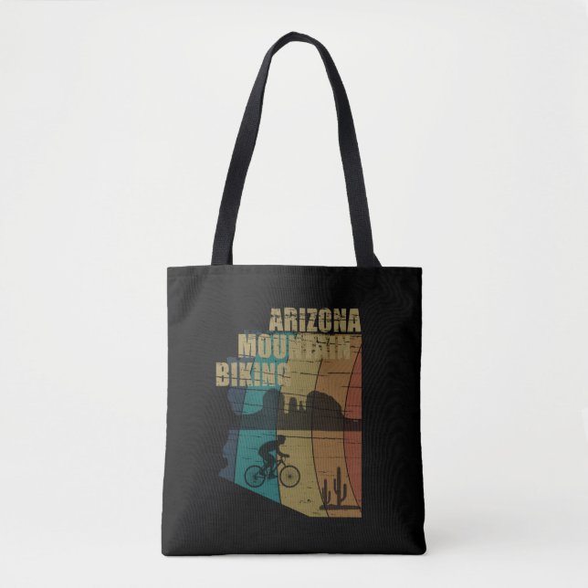 Bolso De Tela Viñeta de ciclismo de montaña de Arizona (Anverso)