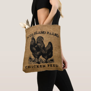 Bolso De Tela Viñeta Faux Burlap Chicken Feack Template 2