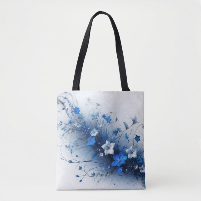 Bolso De Tela Vino floral azul y blanco (Anverso)