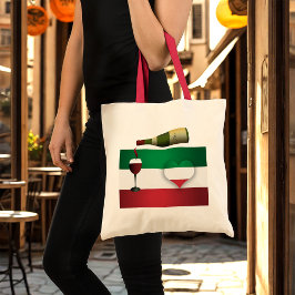 Bolso De Tela Vino Rojo Y Bandera Italiana