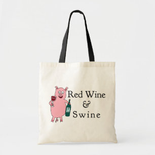 Bolso De Tela Vino rojo y cerdos