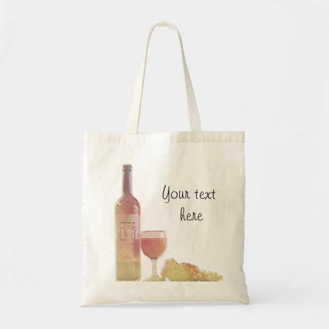 Bolso De Tela Vino rosado de encargo con las uvas (Frente)