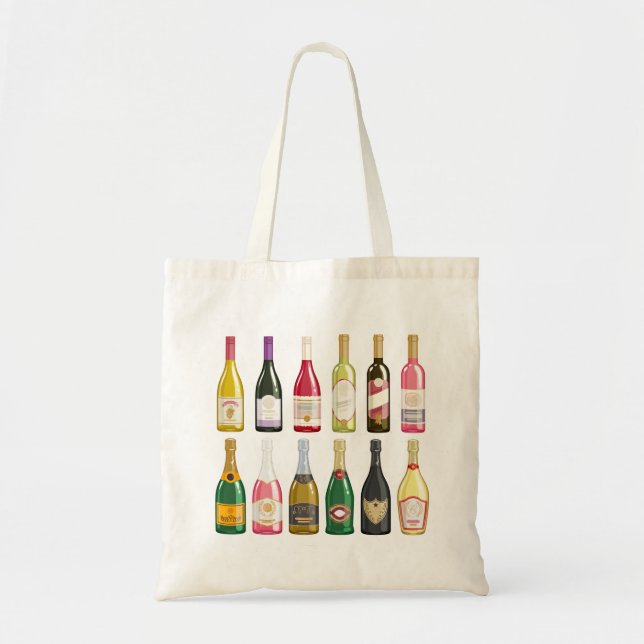 Bolso De Tela Vinos y botellas de champán (Frente)