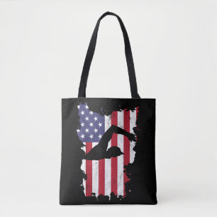 Bolso De Tela Vintage 4 Of July Bandera De Estados Unidos Nadado