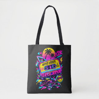 Bolso De Tela Vintage 90s Retro Cassette Neon Cyberpunk Tote Bag