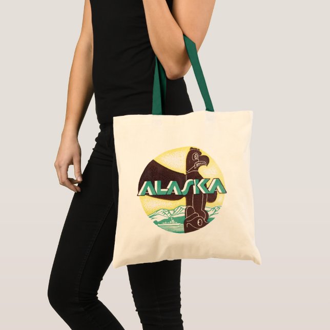 Bolso De Tela Vintage Alaska Viaje Totem Pole Eagle Bird (Anverso (producto))