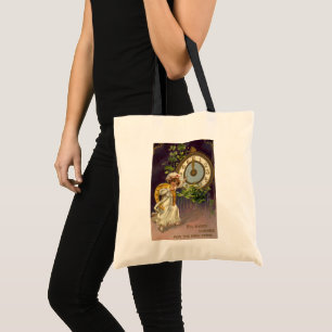 Bolso De Tela Vintage Año Nuevo Eve Reloj irlandés de latas a me