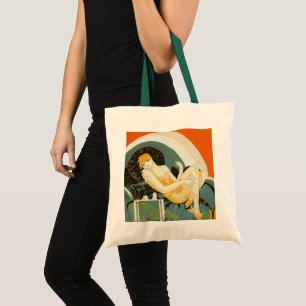 Bolso De Tela Vintage Art Decó: Mujer recuperándose en un sofá, 