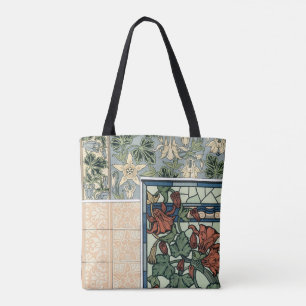 Bolso De Tela Vintage Art Nouveau, flores de aquilegia de Columb