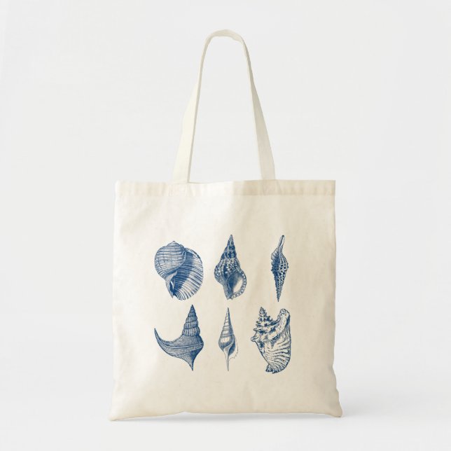 Bolso De Tela Vintage, azul y blanco (Frente)