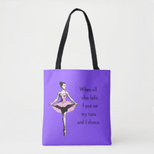 Bolso De Tela Vintage Ballerina & Tutu Cita sobre morado