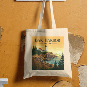 Bolso De Tela Vintage Bar Harbour Maine