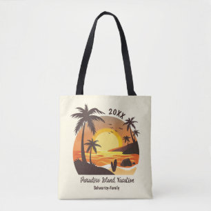 Bolso De Tela Vintage Beach Sunset Vacation surf naranja marrón