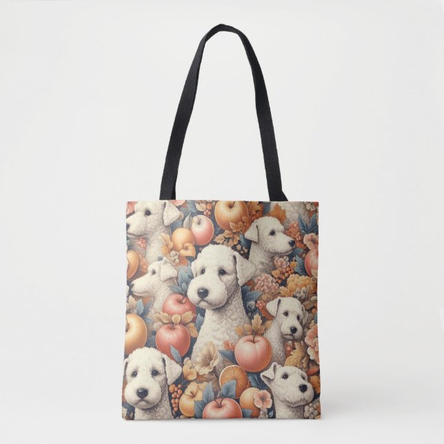 Bolso De Tela Vintage Bedlington Terrier Seamless (Anverso)