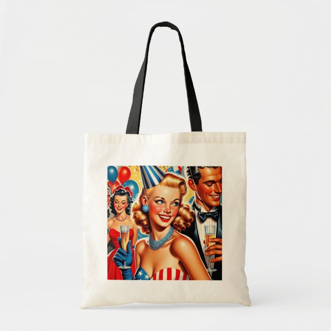 Bolso De Tela Vintage Birthday Illustration  (Frente)