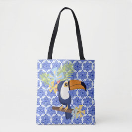 Bolso De Tela Vintage Blue Damask