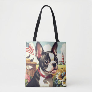 Bolso De Tela Vintage Boston Terrier Ilustracion