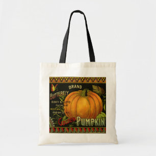 Bolso De Tela Vintage Can Label Art, Mariposa Calabaza Vegetable