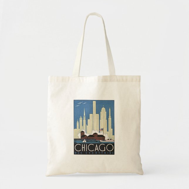 Bolso De Tela Vintage Chicago Illinois (Frente)