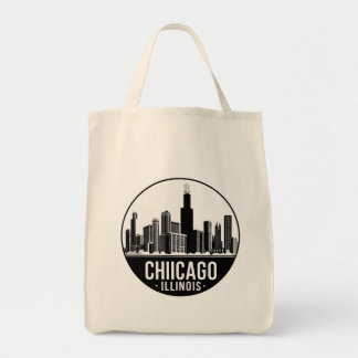 Bolso De Tela Vintage Chicago Illinois Ciudad Silueta Retro Viaj