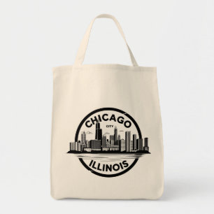 Bolso De Tela Vintage Chicago Illinois Ciudad Silueta Retro Viaj