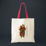 Bolso De Tela Vintage Christmas Old World Santa Claus<br><div class="desc">Una bolsa de té con un viejo Navidad del viejo mundo, Papá Noel. El clásico santa del viejo mundo, con su famoso abrigo rojo y llevando una bolsa llena de juguetes. Este Santa de la vieja usanza es delgado y tiene un bastón para caminar por la tierra regalando juguetes a...</div>