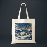Bolso De Tela Vintage Christmas, Winter Snow Mountain Paisaje<br><div class="desc">Ilustracion de época Victorian Era Merry diseño navideño con un paisaje nevado de invierno. Árboles y montañas cubiertas de nieve con un pueblo a lo lejos al amanecer. ¡Felices fiestas y saludos de temporada!</div>