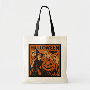 Bolso De Tela Vintage, clásica bruja de Halloween, fantasma y ca