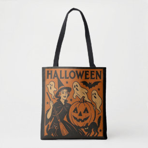 Bolso De Tela Vintage, clásica bruja de Halloween, fantasma y ca