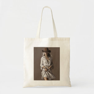 Bolso De Tela Vintage Cowgirl con acentos de boho en blanco