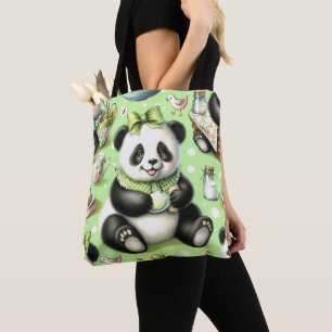 Bolso De Tela Vintage Cute Baby Panda
