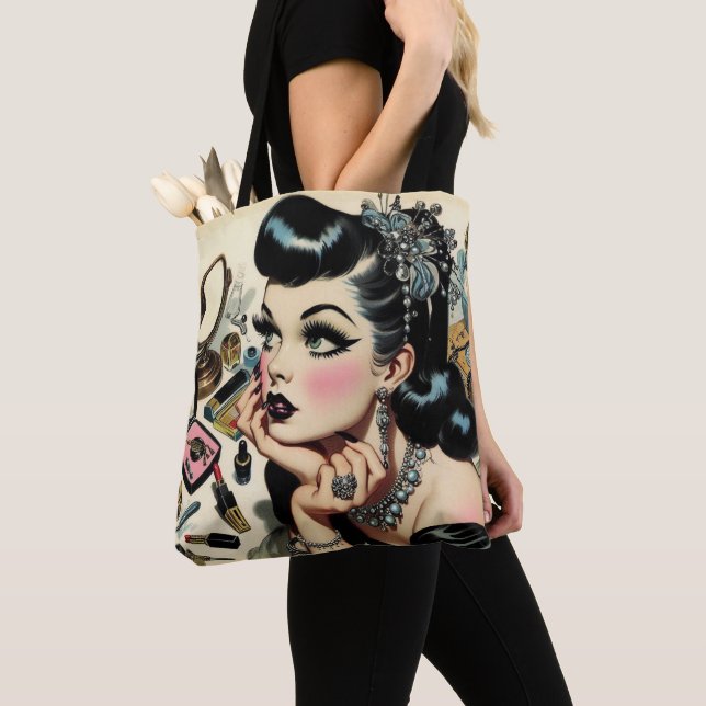 Bolso De Tela Vintage Cute Gótico Pin Up (Detalle)