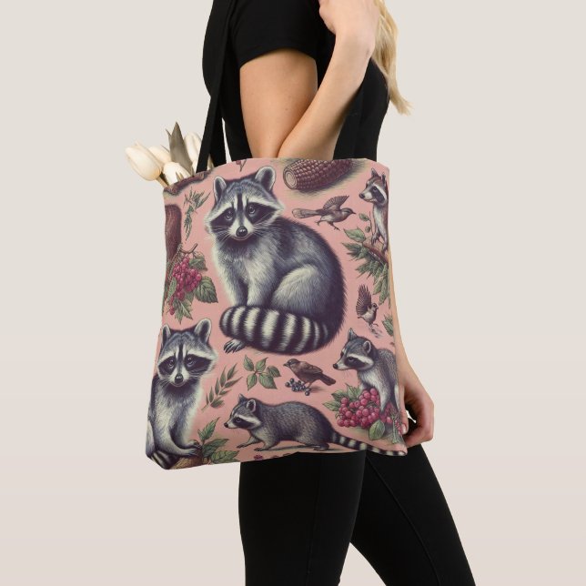 Bolso De Tela Vintage Cute Racoon (Detalle)